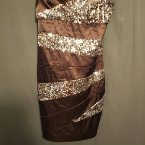 B Darlin -Brown- Sequin Backless Dress Size 9/10